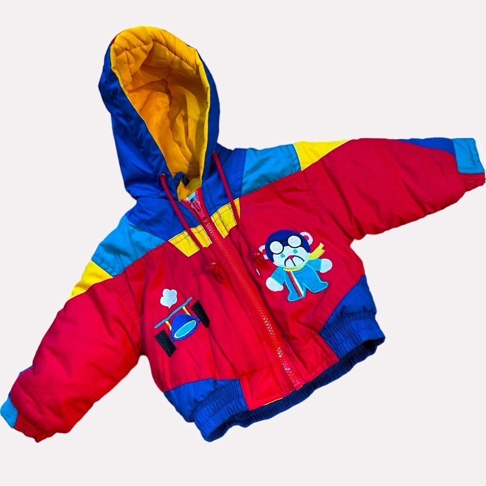 Vintage Color Block Sassy Kids Winter Coat Size 12m
